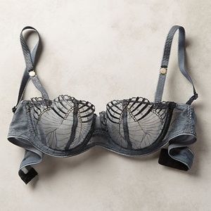 Chantelle Mouvance Demi Cup Bra 38B Grey/Gold NWT